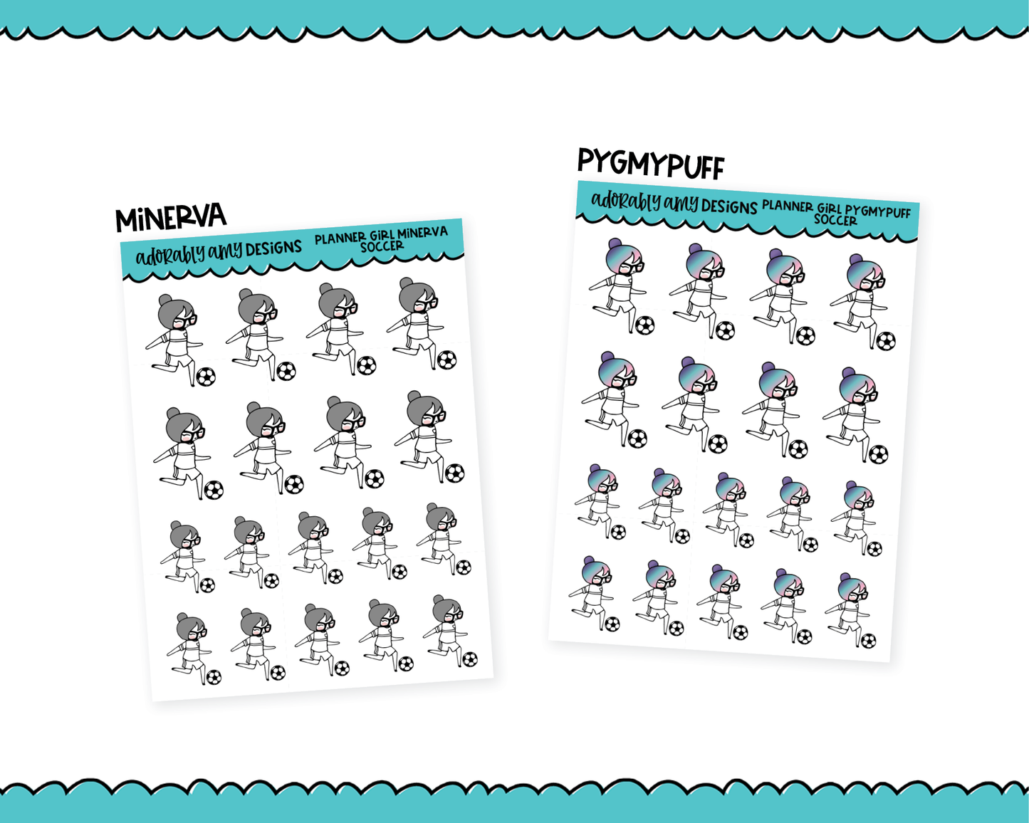 Doodled Planner Girls Character Stickers Soccer Decoration Planner Stickers for any Planner or Insert