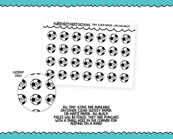 Foiled Tiny Icon Series - Soccer Balls Tiny Size Planner Stickers for any Planner or Insert