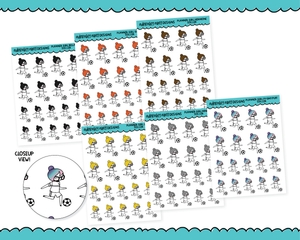 Doodled Planner Girls Character Stickers Soccer Decoration Planner Stickers for any Planner or Insert
