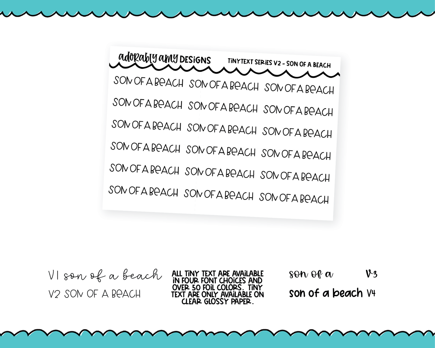 Foiled Tiny Text Series - Son of a Beach Checklist Size Planner Stickers for any Planner or Insert