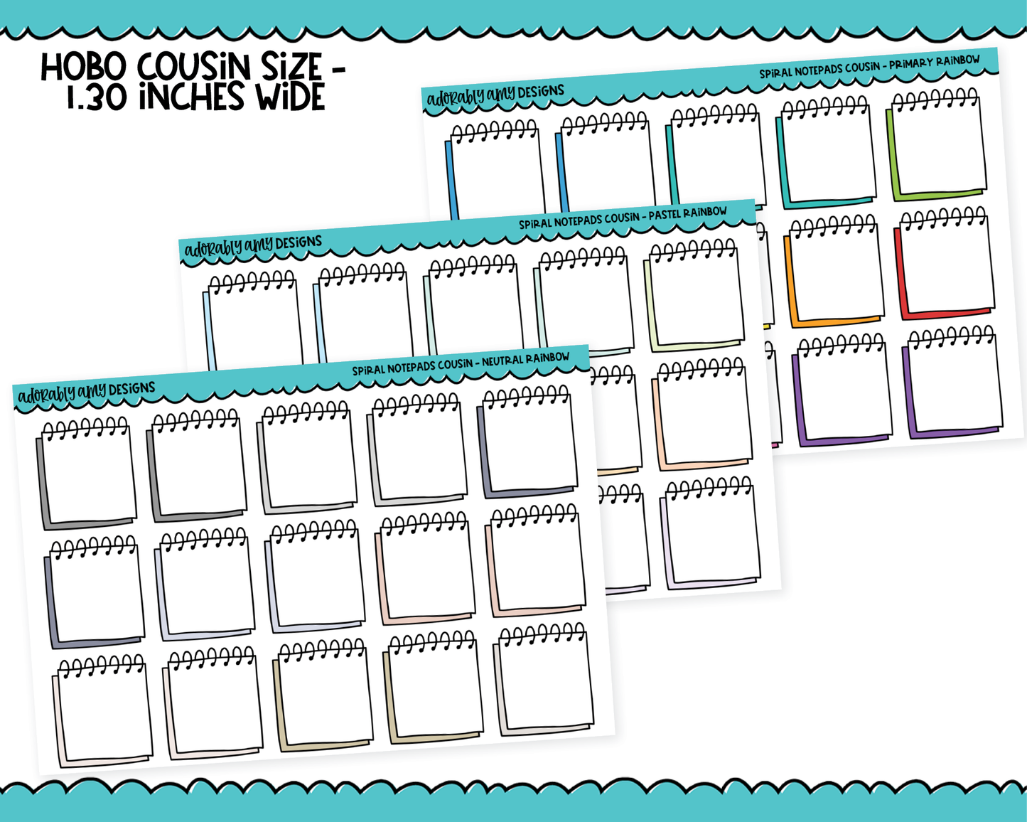 Hobo Cousin Rainbow Spiral Notepad Boxes Planner Stickers for Hobo Cousin or any Planner or Insert