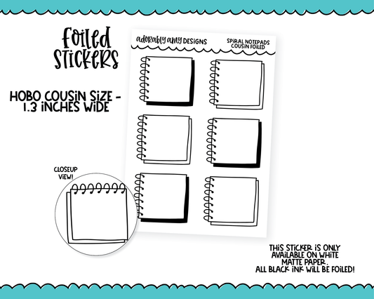 Foiled Hobo Cousin Spiral Notepad Box Planner Stickers for Hobo Cousin or any Planner or Insert