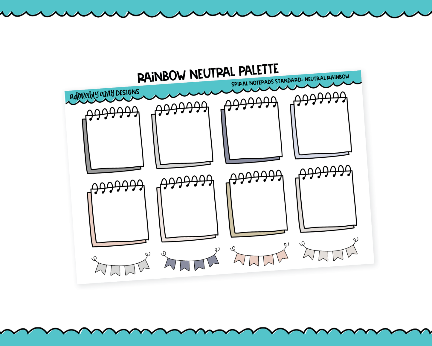 Rainbow Spiral Notepad Boxes Standard Stickers for any Planner or Insert