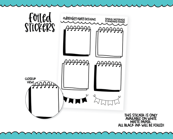 Foiled Spiral Notepad Standard Boxes Planner Stickers for any Planner or Insert