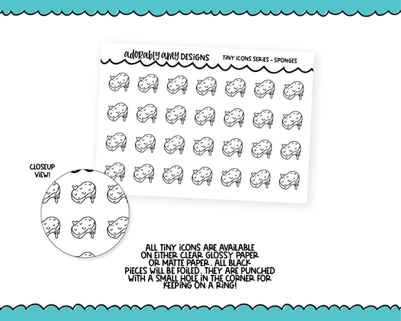 Foiled Tiny Icon Series - Sponges Tiny Size Planner Stickers for any Planner or Insert