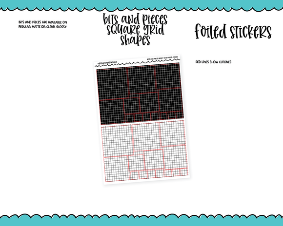 Foiled Bits and Pieces Square Grid Shapes Planner Stickers for any Planner or Insert