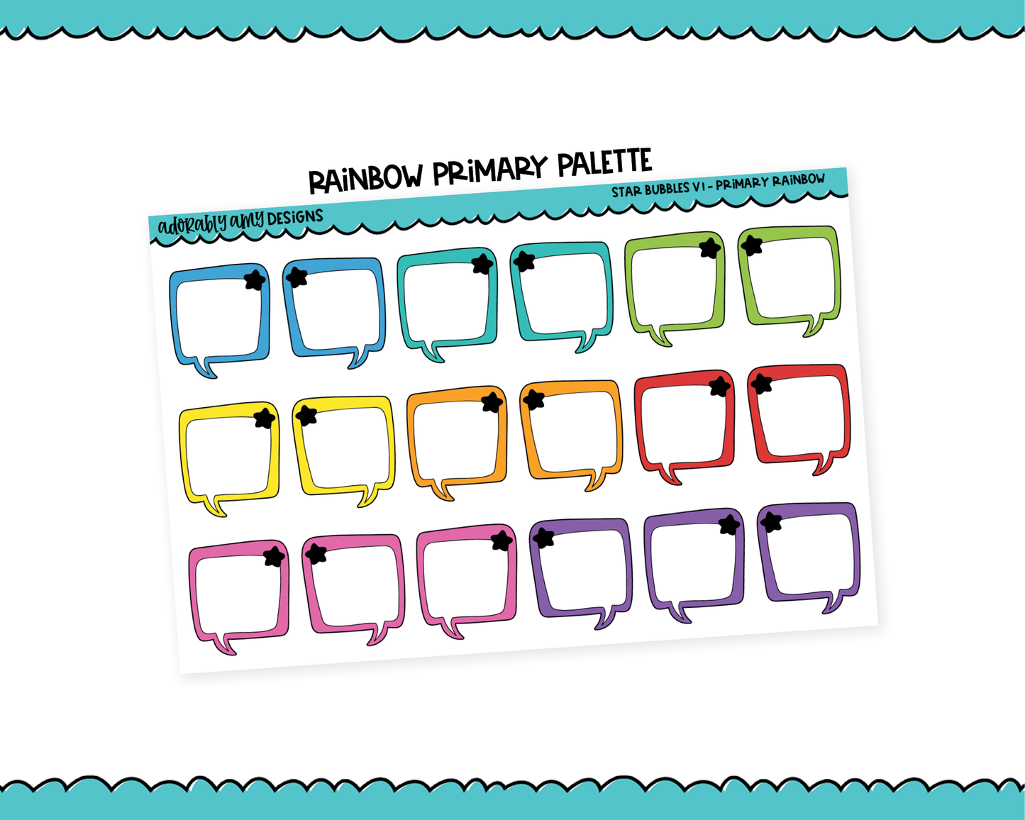 Rainbow Star Speech Bubbles V1 Stickers for any Planner or Insert