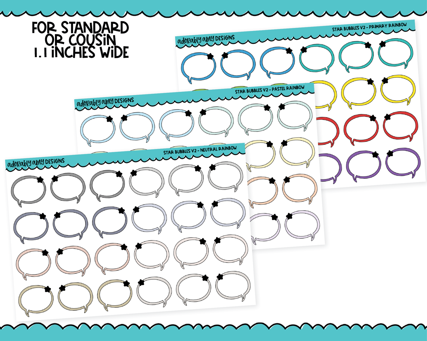 Rainbow Star Speech Bubbles V2 Stickers for any Planner or Insert