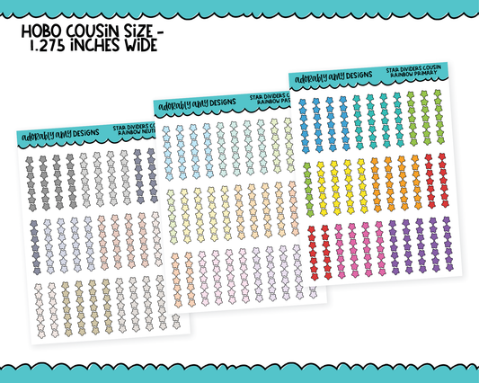 Hobo Cousin Rainbow Star Headers or Dividers Planner Stickers for Hobo Cousin or any Planner or Insert