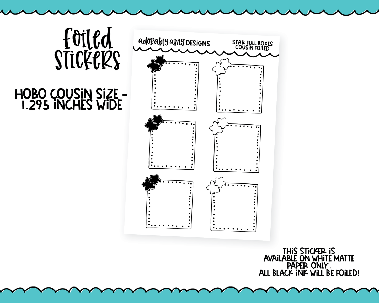 Foiled Hobo Cousin Star Full Box Planner Stickers for Hobo Cousin or any Planner or Insert