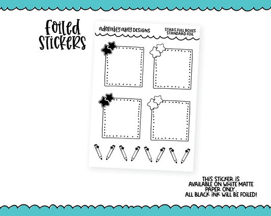 Foiled Star Full Boxes Planner Stickers for any Planner or Insert