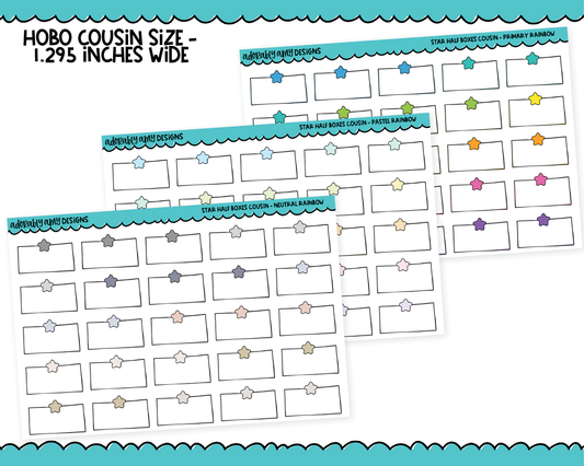 Hobo Cousin Rainbow Star Half Boxes Planner Stickers for Hobo Cousin or any Planner or Insert