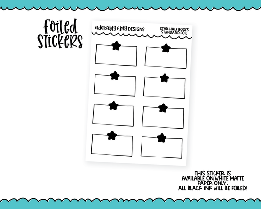 Foiled Star Half Boxes Planner Stickers for any Planner or Insert