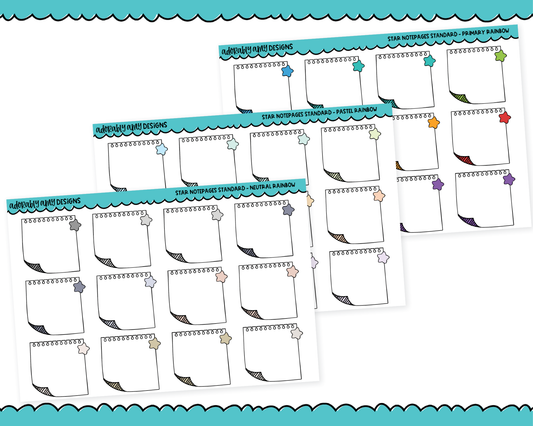 Rainbow Star Notepage Boxes Standard Size Stickers for any Planner or Insert