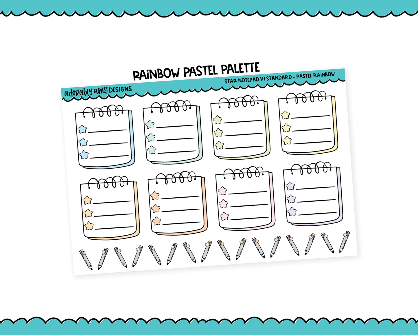 Rainbow Star Notepad V1 List Boxes Standard Size Stickers for any Planner or Insert