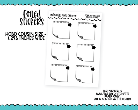 Foiled Hobo Cousin Star Notepage List Box Planner Stickers for Hobo Cousin or any Planner or Insert
