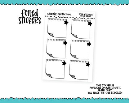 Foiled Star Notepages List BoxesPlanner Stickers for any Planner or Insert