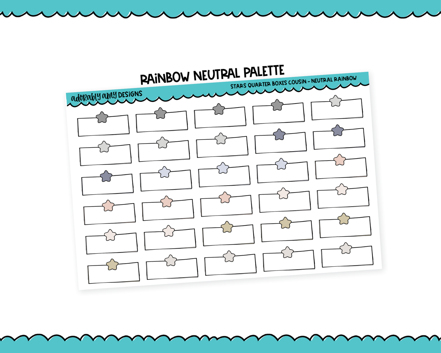 Hobo Cousin Rainbow Star Quarter Boxes Planner Stickers for Hobo Cousin or any Planner or Insert