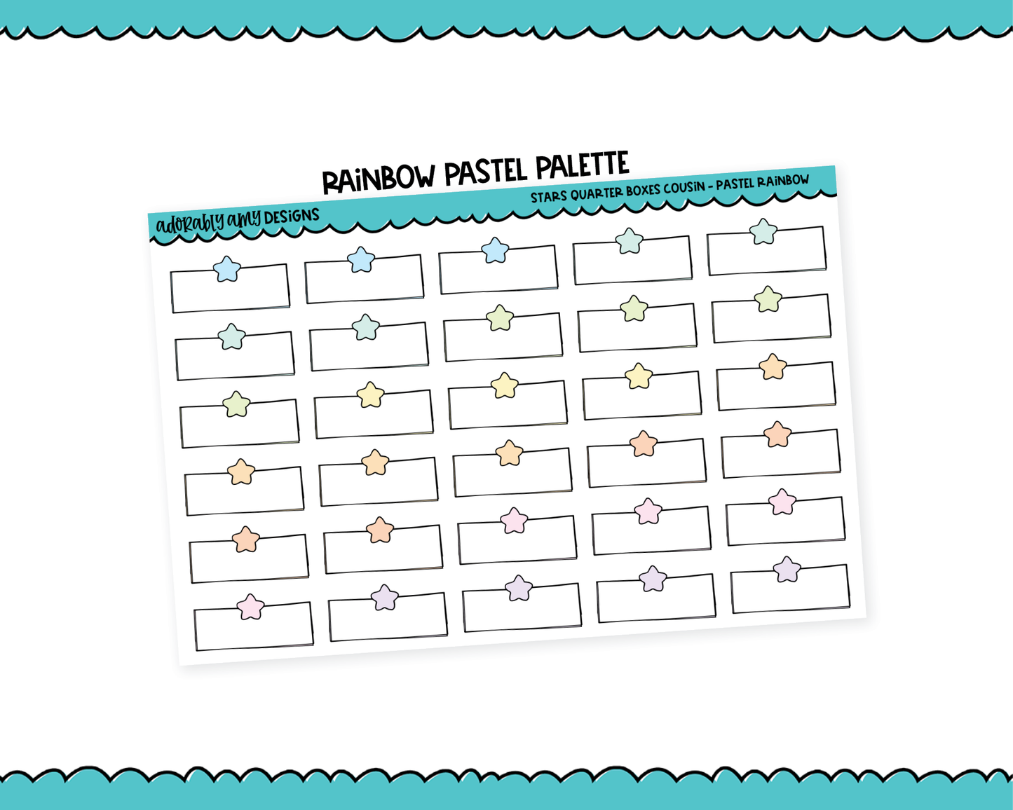 Hobo Cousin Rainbow Star Quarter Boxes Planner Stickers for Hobo Cousin or any Planner or Insert