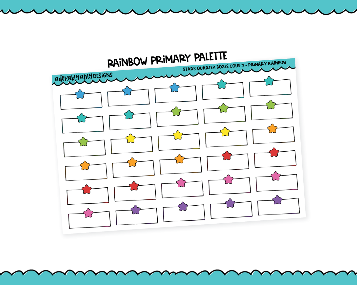 Hobo Cousin Rainbow Star Quarter Boxes Planner Stickers for Hobo Cousin or any Planner or Insert