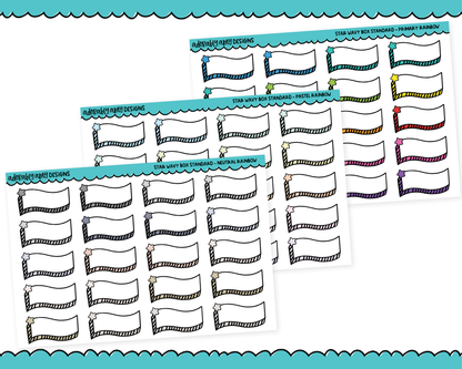 Rainbow Star Wavy Quarter Boxes Standard Size Stickers for any Planner or Insert