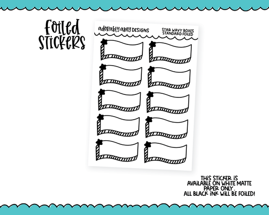 Foiled Star Wavy Quarter Boxes Planner Stickers for any Planner or Insert