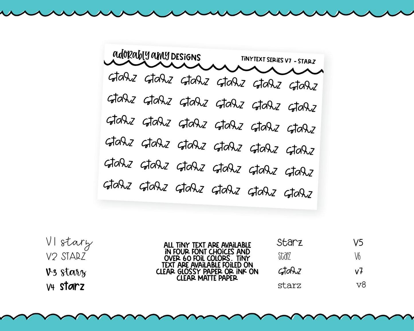 Foiled Tiny Text Series - Starz Checklist Size Planner Stickers for any Planner or Insert