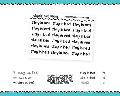 Foiled Tiny Text Series - Stay In Bed Checklist Size Planner Stickers for any Planner or Insert