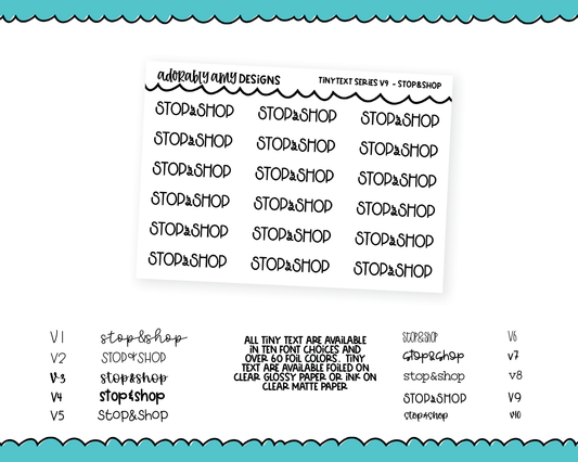 Foiled Tiny Text Series - Stop&Shop Checklist Size Planner Stickers for any Planner or Insert