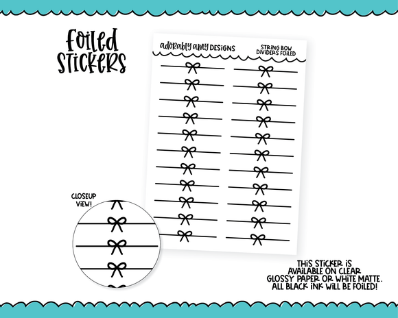 Foiled String Bows Header Dividers Planner Stickers for any Planner or Insert