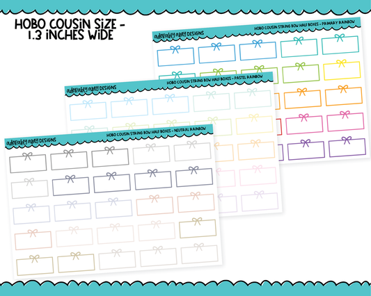 Hobo Cousin Rainbow String Bow Half Box Planner Stickers for Hobo Cousin or any Planner or Insert
