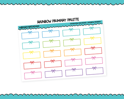 Rainbow String Bows Half Box Planner Stickers for any Planner or Insert