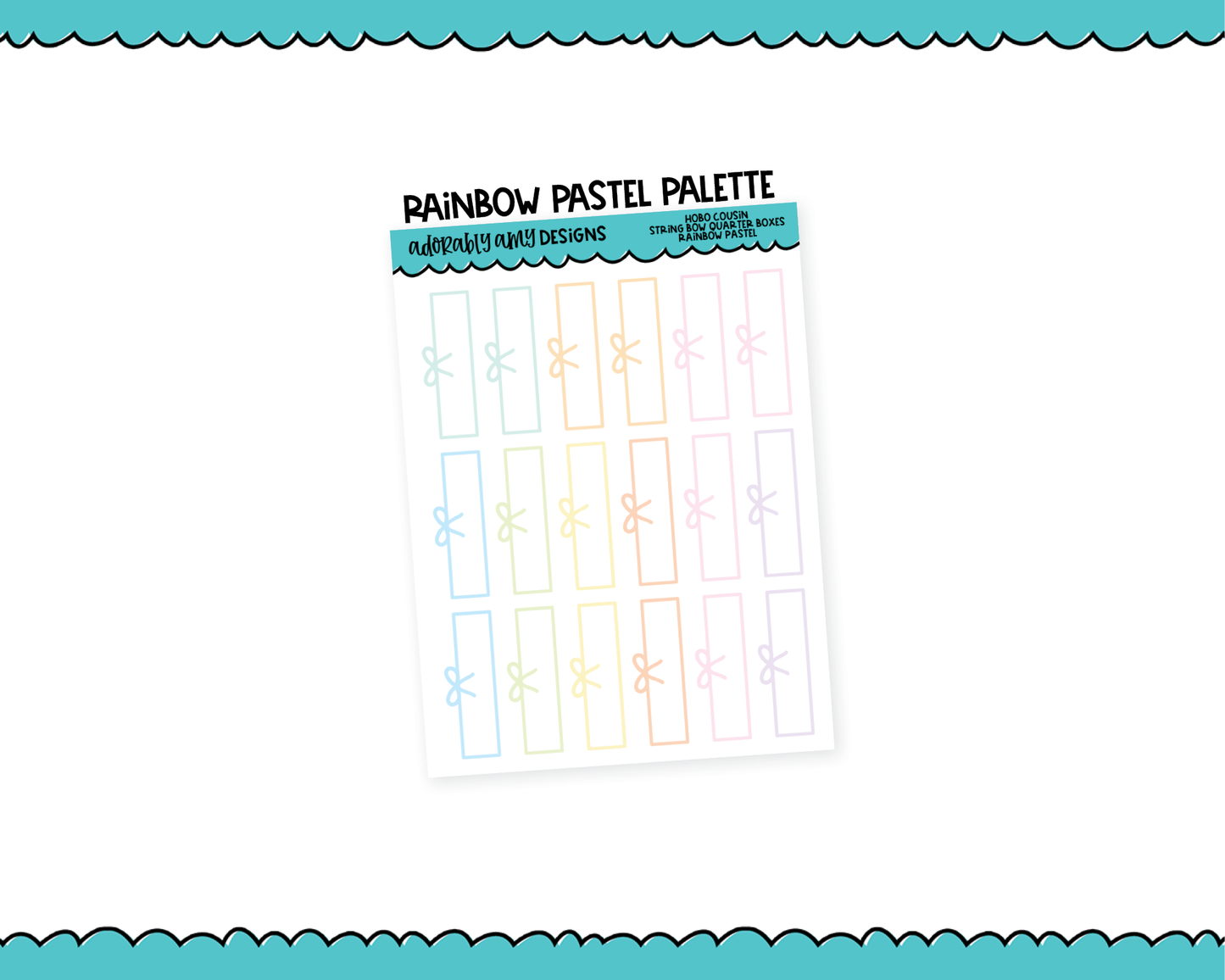 Hobo Cousin Rainbow String Bow Quarter Box Planner Stickers for Hobo Cousin or any Planner or Insert