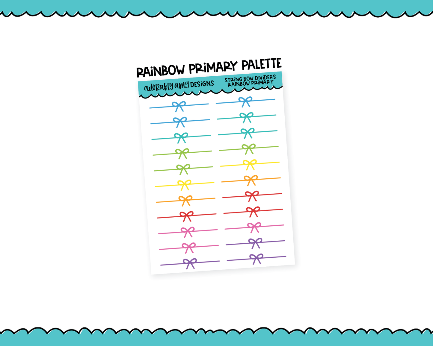 Rainbow String Bow Headers or Dividers for Any Planner or Insert