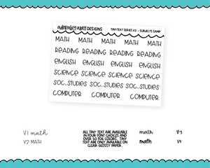 Foiled Tiny Text Series - Subjects Sampler Checklist Size Planner Stickers for any Planner or Insert