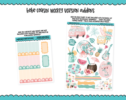 Hobonichi Cousin Weekly Summer Surf Party Planner Sticker Kit for Hobo Cousin or Similar Planners