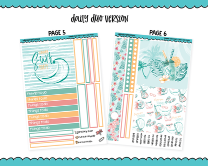 Daily Duo Summer Surf Party Themed Weekly Planner Sticker Kit for Daily Duo Planner
