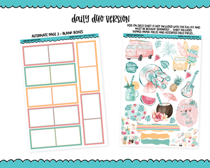 Daily Duo Summer Surf Party Themed Weekly Planner Sticker Kit for Daily Duo Planner