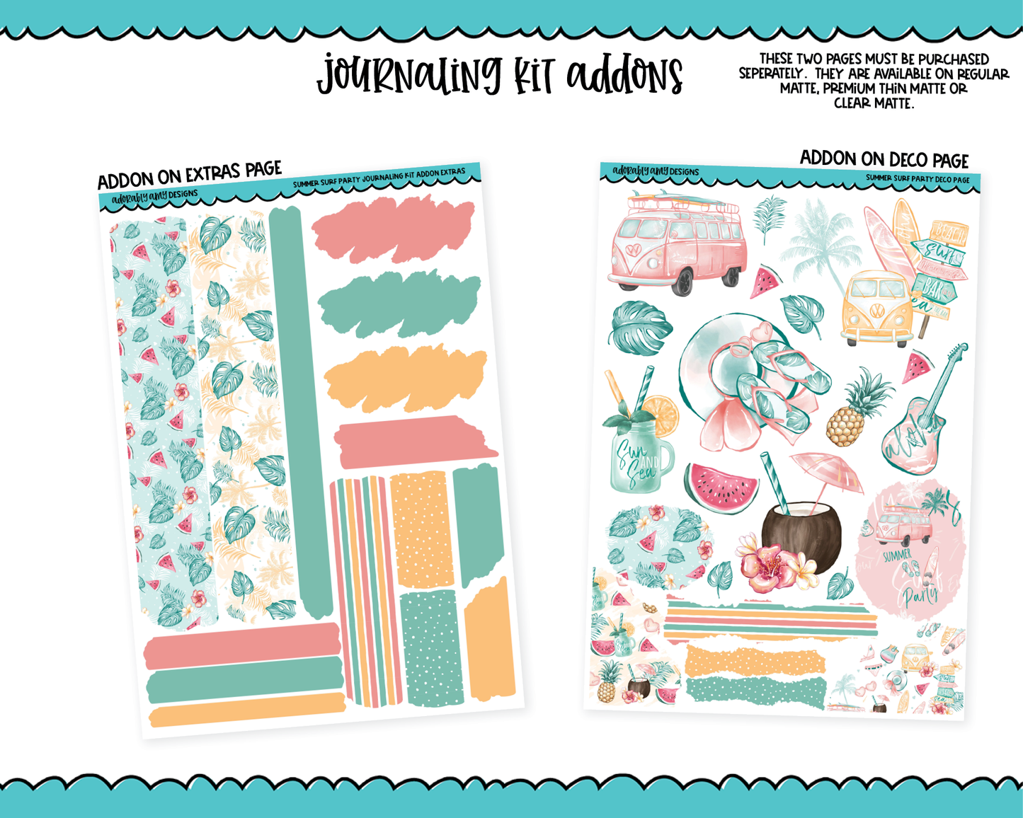 Journaling Kit - Summer Surf Party Planner Sticker Kit