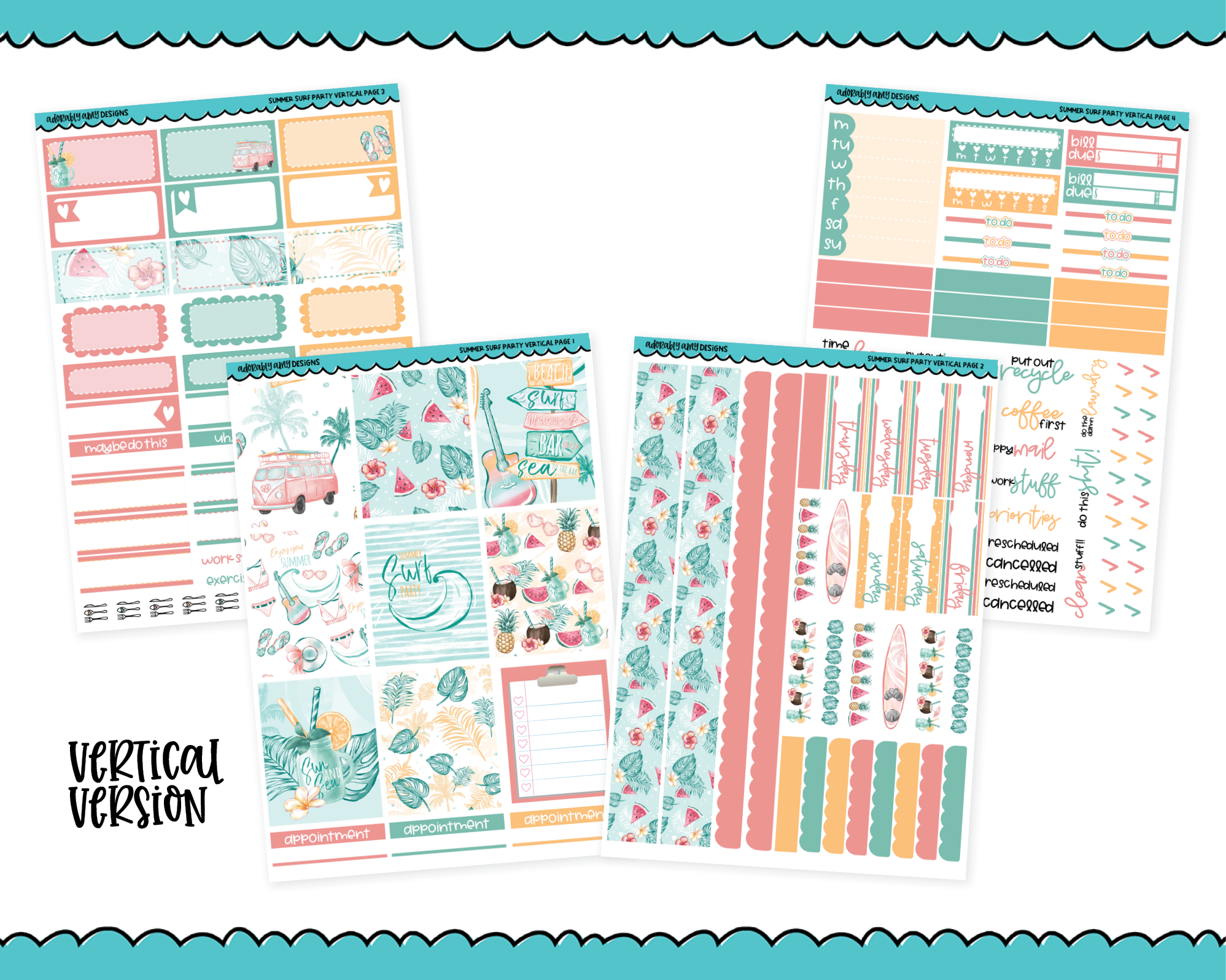 Hello Monday Script Stickers Planner Stickers Two Sizes and 