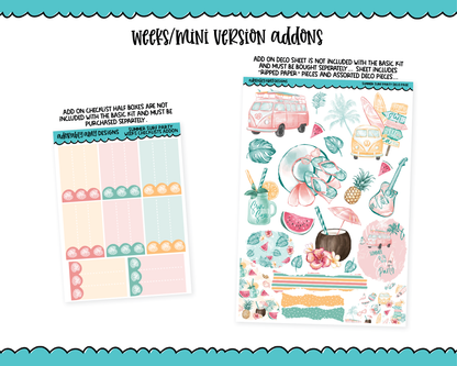 Mini B6/Weeks Summer Surf Party Weekly Planner Sticker Kit sized for ANY Vertical Insert