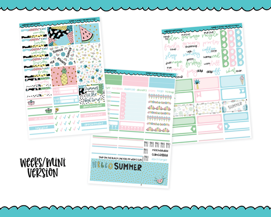 Mini B6/Weeks Summer is the Best Time Weekly Planner Sticker Kit sized for ANY Vertical Insert