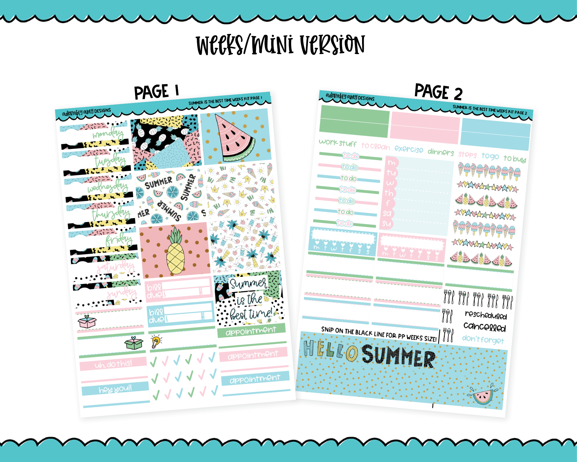 Mini B6 A Little Treat Weekly Planner Sticker Kit sized for ANY Vertical  Insert