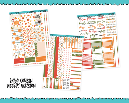 Hobonichi Cousin Weekly Sweater Weather Fall Autumn Themed Planner Sticker Kit for Hobo Cousin or Similar Planners