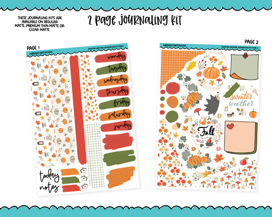 Journaling Kit - Sweater Weather Fall Themed Planner Sticker Kit in White OR Black for Blackout Planners