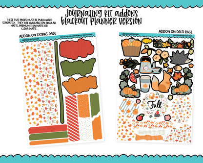 Journaling Kit - Sweater Weather Fall Themed Planner Sticker Kit in White OR Black for Blackout Planners