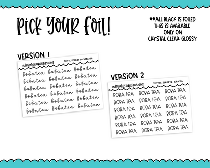 Foiled Tiny Text Series - Boba Tea Checklist Size Planner Stickers for any Planner or Insert