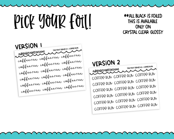 Foiled Tiny Text Series - Coffee Run Checklist Size Planner Stickers for any Planner or Insert