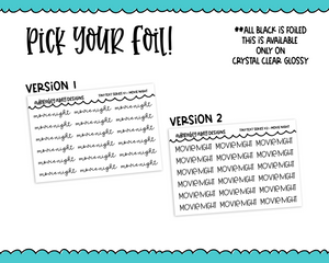 Foiled Tiny Text Series - Movie Night Checklist Size Planner Stickers for any Planner or Insert