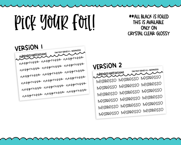 Foiled Tiny Text Series - Nespresso Checklist Size Planner Stickers for any Planner or Insert